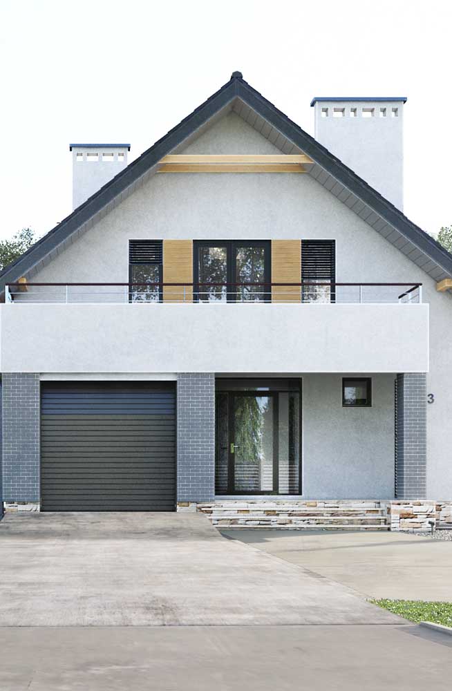 Modèle de maison en maçonnerie préfabriquée avec toit colonial et garage intérieur