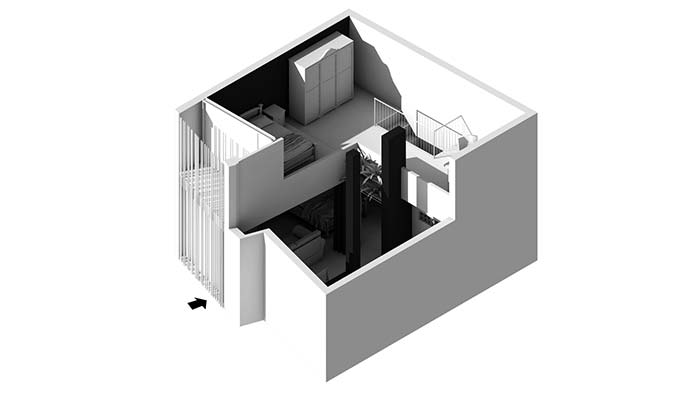 Modèle de conception 3D de maison avec 3 chambres