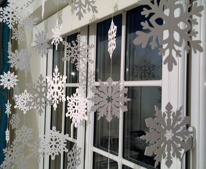 Décoration Fenêtre Hiver : Guirlande de flocon de neige, guirlande de